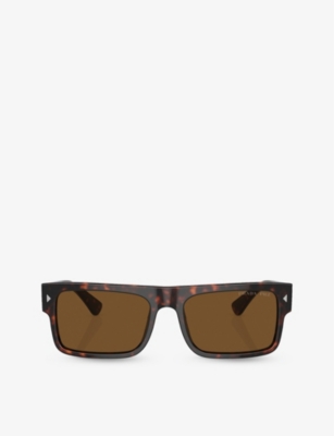Prada Womens Brown Pr A10s Rectangle-frame Acetate Sunglasses