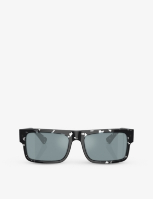 PRADA: PR A10S rectangle-frame tortoiseshell acetate sunglasses