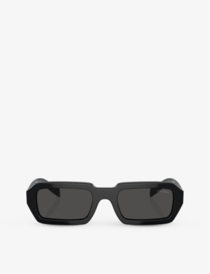 Prada Mens Black Pr A12s Irregular-frame Acetate Sunglasses