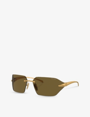 PRADA: PR A55S irregular-frame metal sunglasses