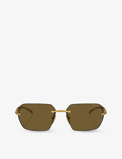 PRADA: PR A55S irregular-frame metal sunglasses