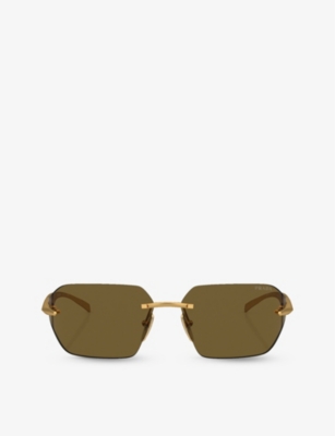 Prada Womens Gold Pr A55s Irregular-frame Metal Sunglasses