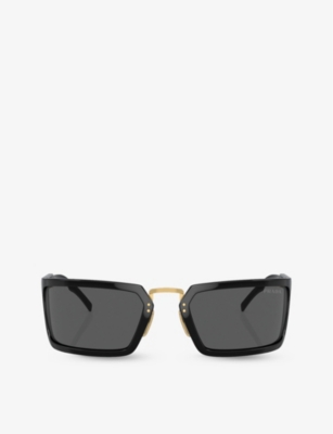 Prada Womens Black Pr A11s Irregular-frame Propionate Sunglasses
