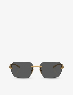 Prada Womens Gold Pr A56s Irregular-frame Metal Sunglasses