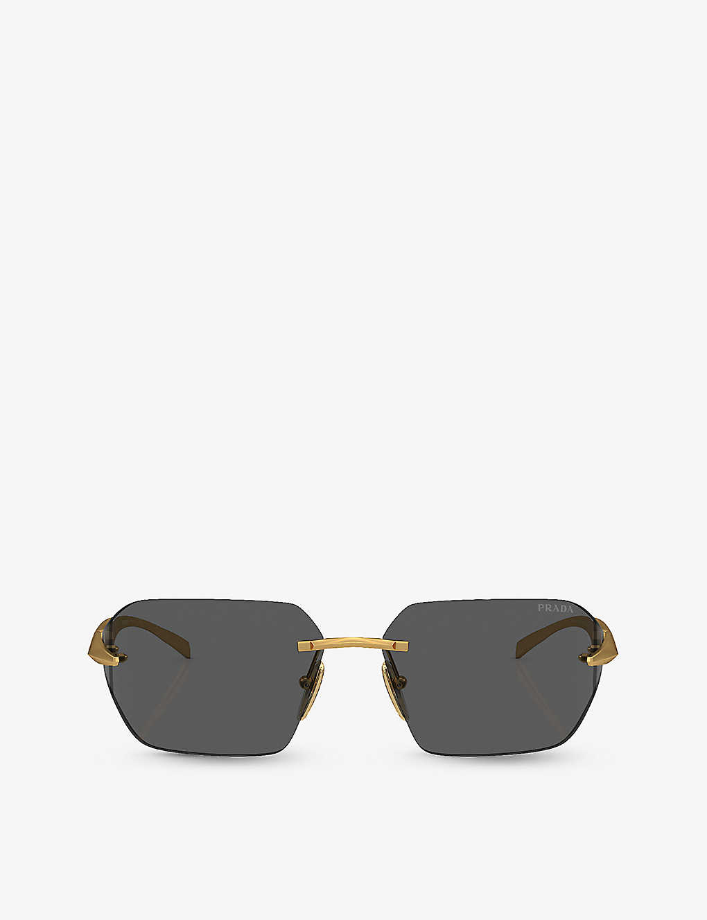 Prada Womens Gold Pr A56s Irregular-frame Metal Sunglasses