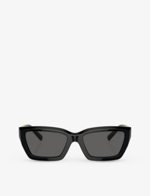 Shop Tiffany & Co Tf4213 Rectangle-frame Acetate Sunglasses In Black