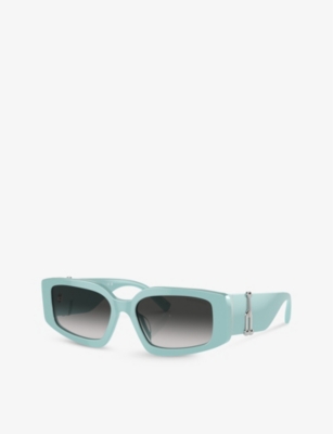 TIFFANY & CO WOMENS BLUE TF4208U STEVE MCQUEEN RECTANGLE-FRAME ACETATE SUNGLASSES 