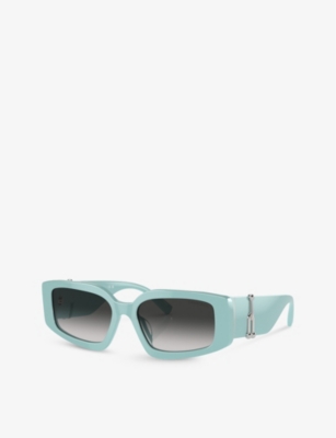 Shop Tiffany & Co Tf4208u Steve Mcqueen Rectangle-frame Acetate Sunglasses In Blue