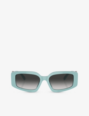 Shop Tiffany & Co Tf4208u Steve Mcqueen Rectangle-frame Acetate Sunglasses In Blue