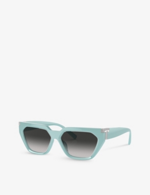 Shop Tiffany & Co Women's Blue Tf4205u Steve Mcqueen Irregular-frame Injected Sunglasses