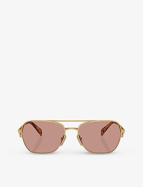PRADA: PR A50S aviator-frame metal sunglasses