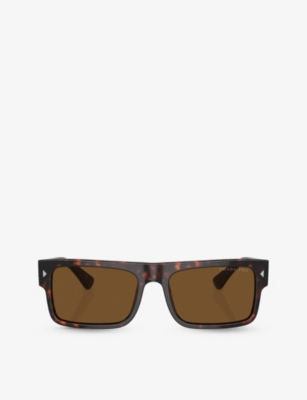 Prada Womens Brown Pr A10s Rectangle-frame Acetate Sunglasses