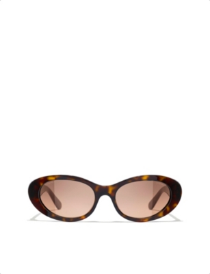 CHANEL CH5515 oval frame tortoiseshell acetate sunglasses Selfridges