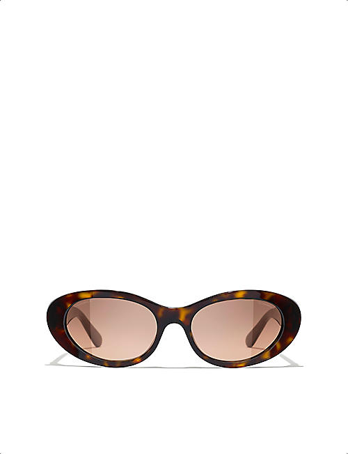 CHANEL: CH5515 oval-frame tortoiseshell acetate sunglasses