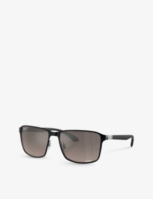Ray Ban Womens Black Rb3721ch Chromance Square-frame Metal Sunglasses In Black