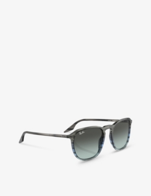 Shop Ray Ban Ray-ban Men's Blue Rb2203 Square-frame Crystal Sunglasses