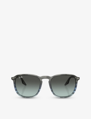 Shop Ray Ban Ray-ban Men's Blue Rb2203 Square-frame Crystal Sunglasses