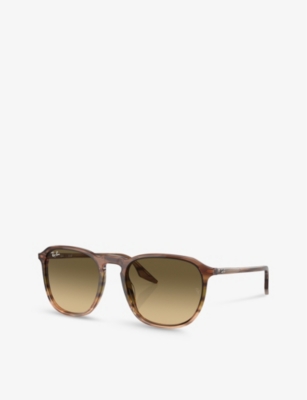 Shop Ray Ban Ray-ban Men's Brown Rb2203 Square-frame Crystal Sunglasses