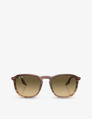 Shop Ray Ban Ray-ban Men's Brown Rb2203 Square-frame Crystal Sunglasses