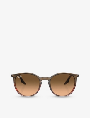 Ray Ban Rb2204 Oval-frame Sunglasses In Brown