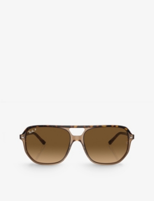 Ray Ban Ray-ban Womens Gold Rb2205 Rectangle-frame Acetate Sunglasses