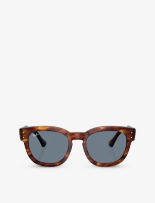 Shop Ray Ban Ray-ban Men's Brown Rb0298s Mega Hawkeye Square-frame Crystal Sunglasses