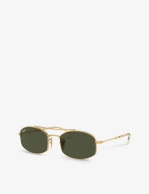 Shop Ray Ban Ray-ban Women's Gold Rb3719 Oval-frame Metal Sunglasses