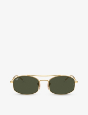RAY-BAN: RB3719 oval-frame metal sunglasses
