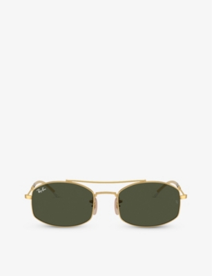 Shop Ray Ban Ray-ban Women's Gold Rb3719 Oval-frame Metal Sunglasses