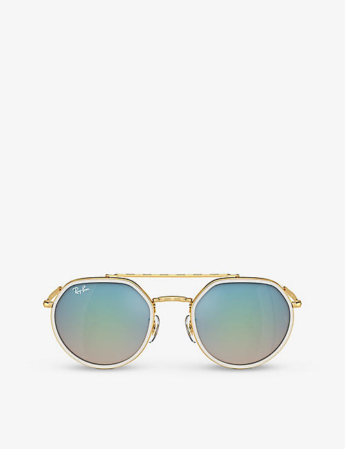 RAY-BAN: RB3765 round-frame metal sunglasses