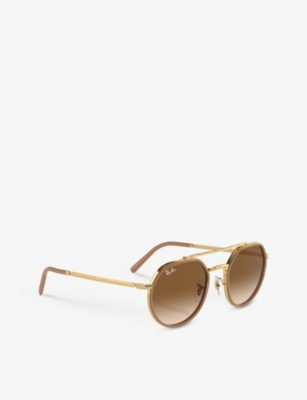 Ray Ban Womens Gold Rb3765 Round-frame Metal Sunglasses In Gold