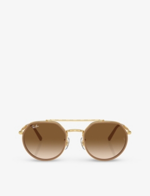 Ray Ban Ray-ban Womens Gold Rb3765 Round-frame Metal Sunglasses