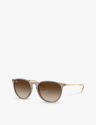 Shop Ray Ban Womens Tan Rb4171 Erika Round-frame Acetate Sunglasses