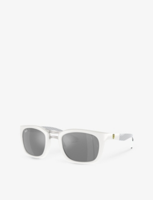 Shop Ray Ban Ray-ban Women's White Rb8362m Square-frame Acetate Sunglasses