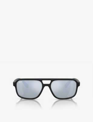 Ray Ban Rb4414m Scuderia Ferrari Collection Sunglasses Black Frame Silver Lenses 58-17 In Black
