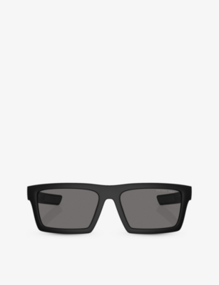 Prada Linea Rossa Womens Black Ps 02zsu Rectangle-frame Injected Sunglasses