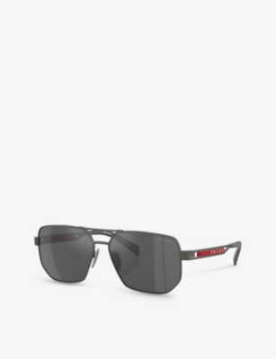Prada Linea Rossa Womens Grey Ps 51zs Pilot-frame Metal Sunglasses In Grey
