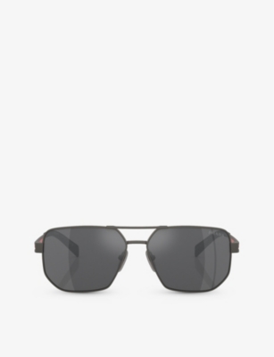 Prada Linea Rossa Womens Grey Ps 51zs Pilot-frame Metal Sunglasses In Grey