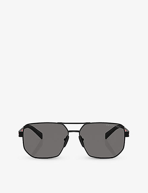PRADA LINEA ROSSA: PS 51ZS pilot-frame metal sunglasses