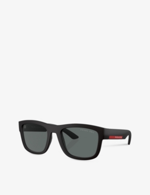 Shop Prada Linea Rossa Womens Black Ps 01zs Pillow-frame Nylon Sunglasses