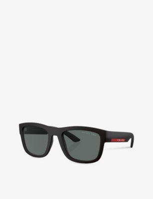 Prada Linea Rossa Womens Black Ps 01zs Pillow-frame Nylon Sunglasses In Black