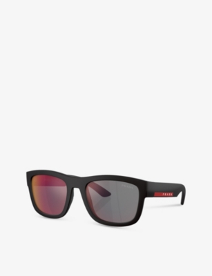 Prada Womens Black Ps 01zs Pillow-frame Nylon Sunglasses In Black