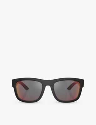 Prada Linea Rossa Womens Black Ps 01zs Pillow-frame Nylon Sunglasses