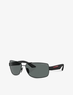 Prada Linea Rossa Womens Black Ps 50zs Pillow-frame Metal Sunglasses In Black