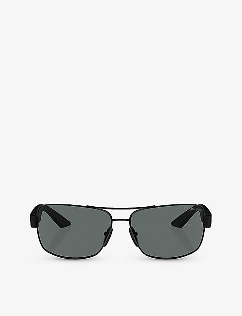 PRADA LINEA ROSSA: PS 50ZS pillow-frame metal sunglasses