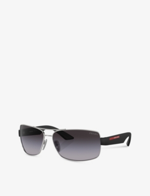 Shop Prada Linea Rossa Women's Silver Ps 50zs Pillow-frame Metal Sunglasses