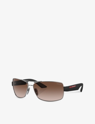 Prada Linea Rossa Womens Grey Ps 50zs Pillow-frame Metal Sunglasses In Grey