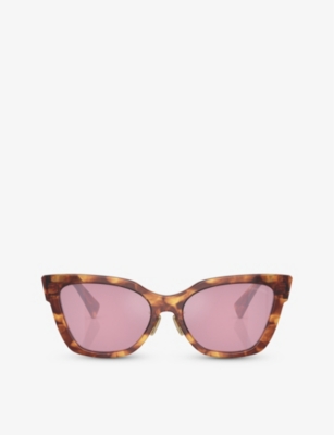 Miu Miu Womens Brown Mu 02zs Square-frame Tortoiseshell Acetate Sunglasses