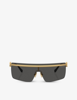 Miu Miu Womens Gold Mu 50zs Irregular-frame Metal Sunglasses