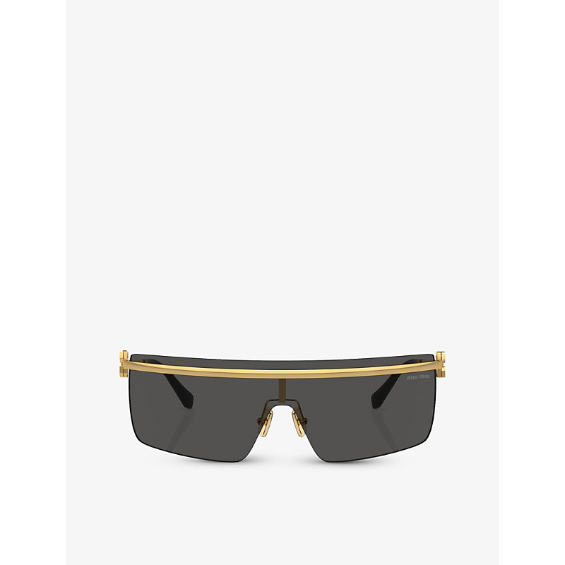 Miu Miu Womens Gold Mu 50zs Irregular-frame Metal Sunglasses